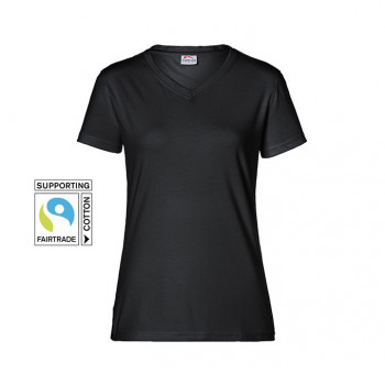 Damen T-Shirt, V-Ausschnitt, schwarz           