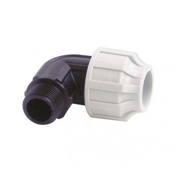 PE-Kupplung Kunststoff, Winkel 90°, 25 mm x 3/4" mit AG PE-Kupplung Kunststoff, Winkel 90°, 25 mm x 3/4" mit AG