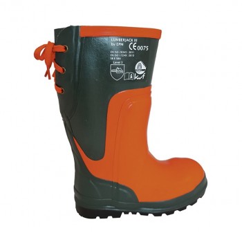 Schnittschutz-Gummistiefel "Euro-PM Lumberjack III", Grün/Orange           