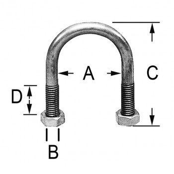 Rohrbügel / Bügelschraube 1/2" mit Mutter, Edelstahl/VA Rohrbügel / Bügelschraube 1/2" mit Mutter, Edelstahl/VA