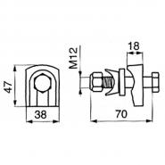 Befestigung p. f. Kuhn, M12 x 75 mm