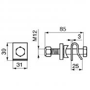 Befestigung p. f. Krone, M12 x 85 mm           