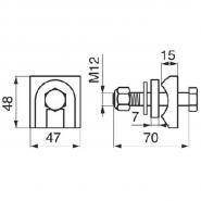 Befestigung p. f. Kuhn, M12 x 70 mm