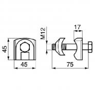 Befestigung p. f. Kuhn, M12 x 75 mm           