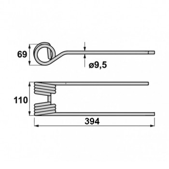 Heuwenderzinken p. f. Kuhn 58740700, rechts