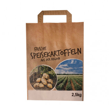 Papiertragetasche "Speisekartoffeln 2,5 kg" für Kartoffeln,  braun