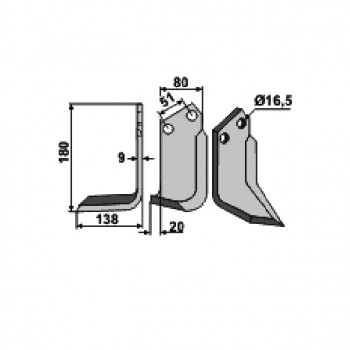 Fräsmesser p. f. Howard HOW-09L, links           