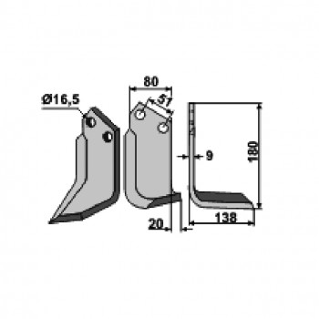 Fräsmesser p. f. Howard HOW-09R, rechts           