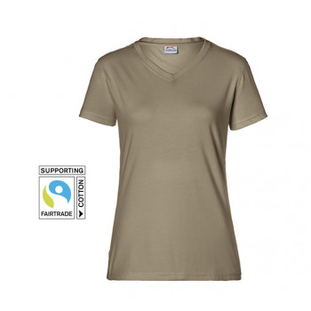 Damen T-Shirt, V-Ausschnitt, sandbraun           