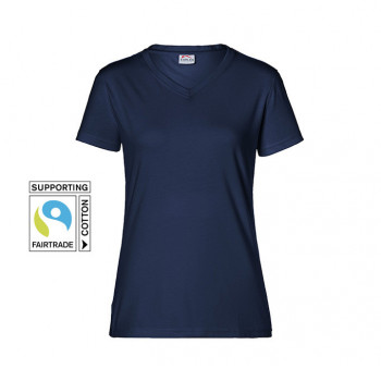 Damen T-Shirt, V-Ausschnitt, dunkelblau           