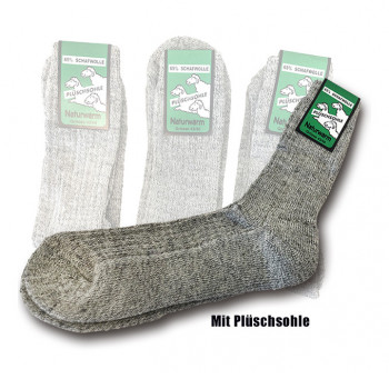 Schafswollsocken mit Plüschsohle, Gr. 43/46           