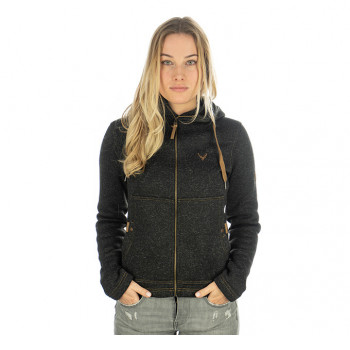 Damen-Strickfleecejacke mit Kapuze, Anthrazit