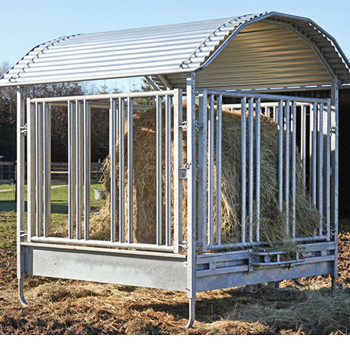 Pferde-Viereckraufe mit Sicherheitsfressgitter 2 x 2 x 2,5 m, mit 12 Fressplätzen           