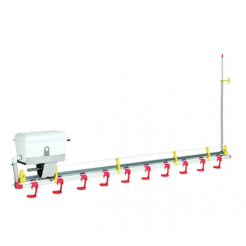 Automatische Strangtränke 2 m, mit 10 Nippeltränken und Schalen           