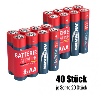 Red Alkaline Batterie Mignon AA / LR06 + Micro AAA / LR03, 40 St&uuml;ck           