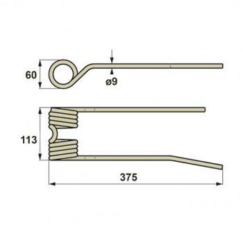 Heuwenderzinken p. f. PZ (Zweegers) PZ106, rechts           