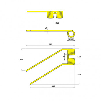 Heuwenderzinken p. f. Bautz Claas 926.371.0, links           