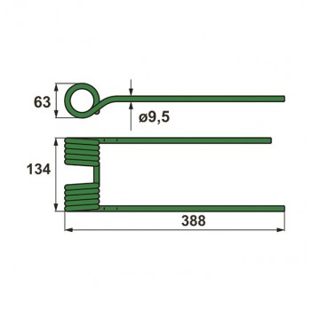 Heuwenderzinken Ø9,5 – rechts           