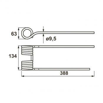Heuwenderzinken Ø9,5 – links           