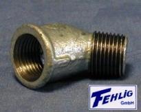 Winkel 45 Grad, 1/2", 1 x IG, 1 x AG, verzinkt Winkel 45 Grad, 1/2", 1 x IG, 1 x AG, verzinkt