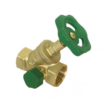 Messing-Schrägsitzventil 1/2", mit Entleerung, 2x IG Messing-Schrägsitzventil 1/2", mit Entleerung, 2x IG