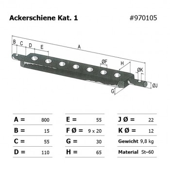 Ackerschiene Kat. 1, 800 mm           