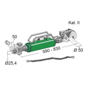 Oberlenker hydraulisch,  590 – 830 mm,  Kat.  2