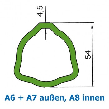 Profilrohr p.  f.  Bypy Gr.  6 + 7 aussen + Gr.  8 innen           